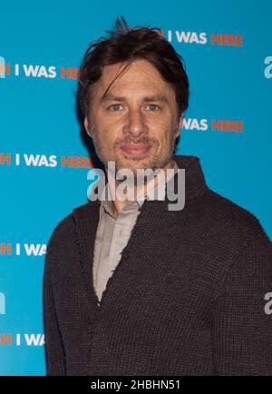 Zac Braff nimmt an der Fotozelle Teil, um zu wünschen, dass ich hier im Empire am Leicester Square in London war. Stockfoto