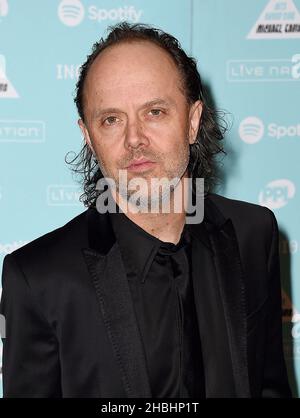 Lars Ulrich von Metallica nimmt an den Music Industry Awards im Grosvenor House Hotel in London Teil. Stockfoto