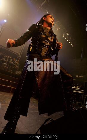 Cradle of Filth spielt live auf der Bühne des Forums, Kentish Town in London. Stockfoto