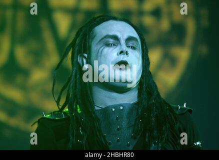 Cradle of Filth spielt live auf der Bühne des Forums, Kentish Town in London. Stockfoto