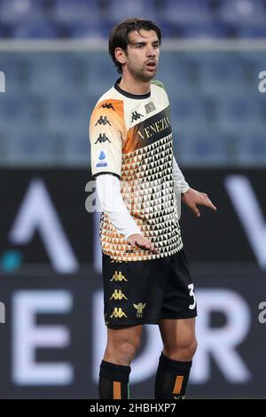 Luigi Ferraris Stadium, Genua, Italien, 19. Dezember 2021, Pietro Ceccaroni (FC Venezia) Gesten während der UC Sampdoria gegen den FC Venezia - italienischer Fußball Stockfoto