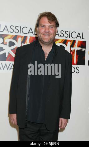 Bryn Terfel Welsh Bass Bariton bei den Classical Brit Awards in der Royal Albert Hall, London. Halbe Länge. Stockfoto