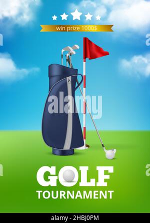 Golfplakat. Sport Einladung für Luxus Entspannung Gaming Wettbewerb jährliche Turnier Banner für Golf-Event anständige Vektor-Design-Vorlage Stock Vektor