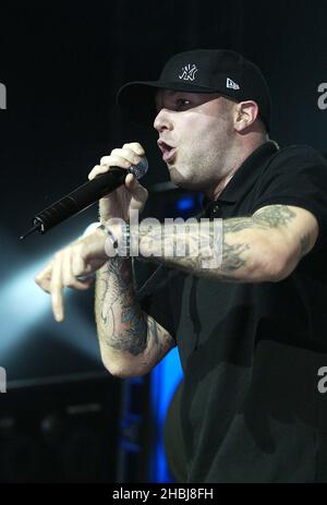 Limp Bizkit, Fred Durst tritt an der Brixton Academy in London auf. Stockfoto