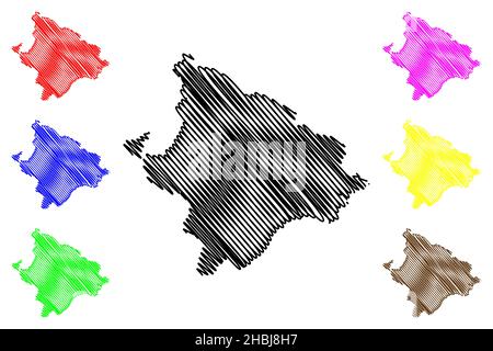 Mayurbhanj Bezirk (Odisha Staat, Republik Indien) Karte Vektor Illustration, scribble Skizze Mayurbhanj Karte Stock Vektor