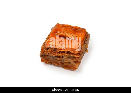 Leckere Baklava isoliert auf weißem Hintergrund. Stockfoto