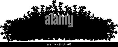 Dekoratives Design-Element in schwarz-weißen Farben.Set von monochromen Silhouette von Sträuchern und Bäumen. Stock Vektor