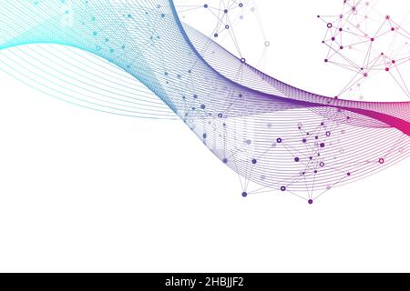 Große genomische Daten Visualisierung. DNA-Helix, DNA-Strang, DNA Test. CRISPR CAS 9 - Gentechnik. Molekül oder Atom, Neuronen. Abstrakte Struktur für Stockfoto