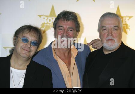 Deep Purple gewinnt den Preis für das Classic Album „Deep Purple for in Rock“ beim Classic Rock Roll of Honor, dem ersten Preis des Musikmagazins, am 4. Oktober 2005 im Cafe de Paris in London. Stockfoto