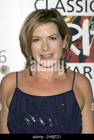 Penny Smith im Pressenzimmer. Stockfoto