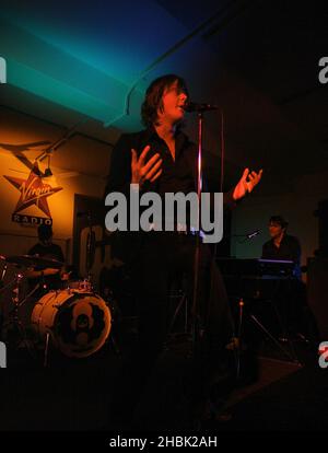 Keane spielt einen exklusiven Virgin Radio Gig in den Gibson Guitar Studios in London am 22/01/07. Stockfoto