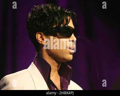 Prince kündigt am 8. Mai 2007 seine neue Date Tour 21 in der Arena O2 im Hospital in Covent Garden, im Zentrum von London, an. Stockfoto