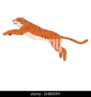 Tiger, Symbol des neuen Jahres 2022. Weißer, flacher Vektor Stock Vektor