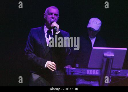 Die Pet Shop Boys geben anlässlich der Wiedereröffnung des renovierten BBC Radio Theatre im Broadcasting House, London, am 4. Juni 2007 ein exklusives Konzert für Radio 2. Stockfoto