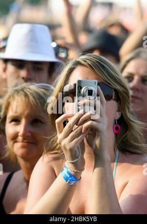 Festivalbesucher beim Isle of Wight Festival 2007 in Newport. Stockfoto