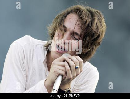 Paolo Nutini tritt beim Isle of Wight Festival 2007 in Newport auf. Stockfoto