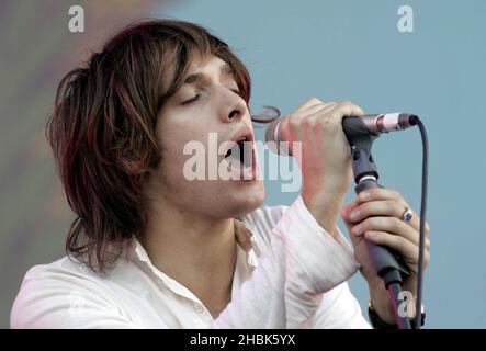 Paolo Nutini tritt beim Isle of Wight Festival 2007 in Newport auf. Stockfoto