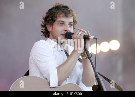 James Morrison tritt 2007 beim Isle of Wight Festival in Newport auf. Stockfoto