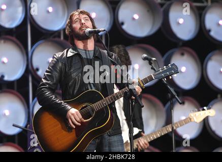 James Blunt tritt während des Benefizkonzerts im Wembley Stadium, London, auf. Stockfoto