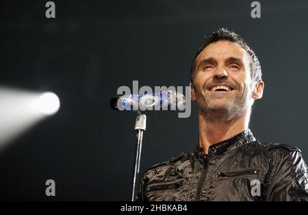 Marti Pellow und Wet Wet Wet treten auf der Bühne der Wembley Arena in London auf. Stockfoto