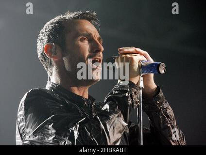 Marti Pellow und Wet Wet Wet treten auf der Bühne der Wembley Arena in London auf. Stockfoto