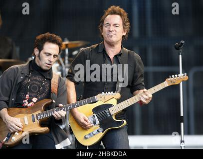 Bruce Springsteen konzertiert im Emirates Stadium im Nordosten Londons. Stockfoto