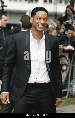 Will Smith kommt zur britischen Filmpremiere von Hancock im Vue West End, London. Stockfoto
