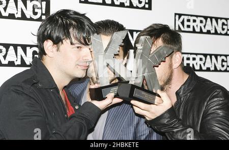 Jared Leto und seine Band 30 Sekunden zum Mars während der Kerrang Awards, in der Brauerei, London. Stockfoto