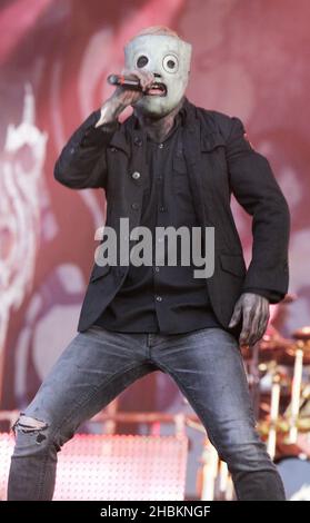 Corey Taylor von Slipknot tritt beim Download Festival 2009 im Donnington Park in Derby auf. Stockfoto