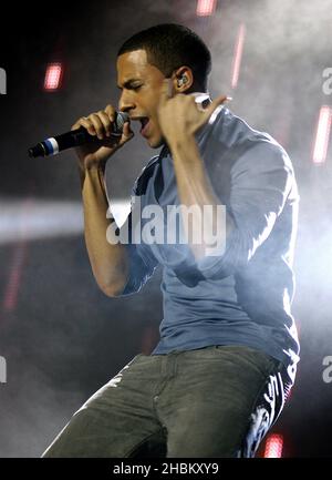 Marvin Humes von JLS beim Jingle Bell Ball von Capital FM in der O2 Arena in London. Stockfoto