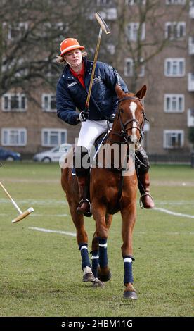 Jodie Kidd stellt die neuesten Entwicklungen der neuen World Polo Series ÒPolo parkÓ im Twenty20 im Hurlingham Club, Putney Bridge, London, vor. Stockfoto