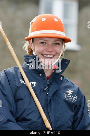 Jodie Kidd stellt die neuesten Entwicklungen der neuen World Polo Series ÒPolo parkÓ im Twenty20 im Hurlingham Club, Putney Bridge, London, vor. Stockfoto