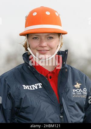 Jodie Kidd stellt die neuesten Entwicklungen der neuen World Polo Series ÒPolo parkÓ im Twenty20 im Hurlingham Club, Putney Bridge, London, vor. Stockfoto