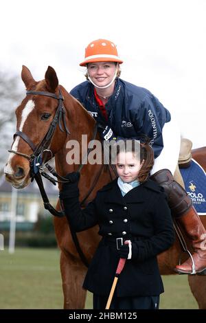 Jodie Kidd stellt die neuesten Entwicklungen der neuen World Polo Series ÒPolo parkÓ im Twenty20 im Hurlingham Club, Putney Bridge, London, vor. Stockfoto