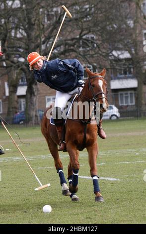 Jodie Kidd stellt die neuesten Entwicklungen der neuen World Polo Series ÒPolo parkÓ im Twenty20 im Hurlingham Club, Putney Bridge, London, vor. Stockfoto