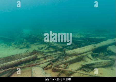 Das Schiffswrack von Herman Hettler im Alger Unterwasser-Reservat im Lake Superior Stockfoto