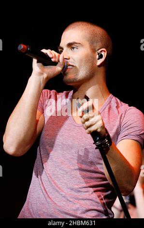 Max George von The Wanted treten am 13,2010. Juli auf der 1st Birthday Party of the Transformation Trust in der 02 Arena, London, auf. Stockfoto