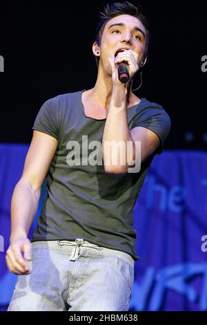 Tom Parker von The Wanted tritt auf der 1st Birthday Party of the Transformation Trust in der 02 Arena, London, auf. Stockfoto