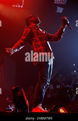 Tinie Tapah tritt auf der Bühne des BBC Radio 1Xtra Live in der Wembley Arena in London auf. Stockfoto