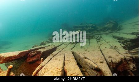 Das Schiffswrack von Herman Hettler im Alger Unterwasser-Reservat im Lake Superior Stockfoto