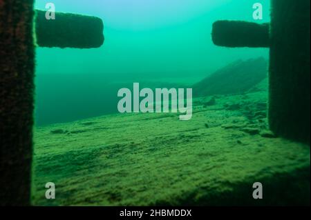 Das Deck des Bermuda-Schiffswracks im Alger Underwater Preserve im Lake Superior Stockfoto