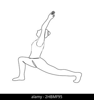 Yoga-Tag. Eine weibliche akrobatin. Durchgehende Linie. Vektordarstellung mit einer einzigen Linie gezeichnet. Stock Vektor