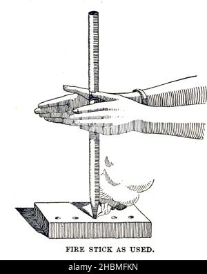 Fire Stick wie aus dem Buch "Entdeckung des Yosemite, und der Indianerkrieg von 1851, die zu diesem Ereignis führte" von Lafayette Houghton Bunnell, 1824-1903 Veröffentlicht New York, Chicago, F.H. Revell Company 1892. Stockfoto