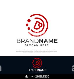 Logo-Illustration zwei Kreise innerhalb des Buchstaben D. Symbol, Symbol, Design-Vorlage D Stock Vektor