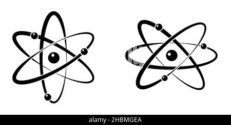 Atom-Elemente und Symbole gesetzt. Wissenschaftskonzept. Vektordarstellung auf weißem Hintergrund isoliert Stock Vektor