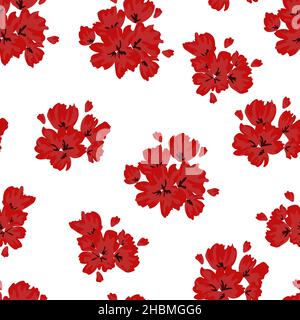 Rote Mohnblumen auf weißem Hintergrund. Florale nahtlose Muster mit großen hellen Flowers.Summer Vektor-Illustration für Print-Textil, Stoff, Geschenkpapier. Stock Vektor