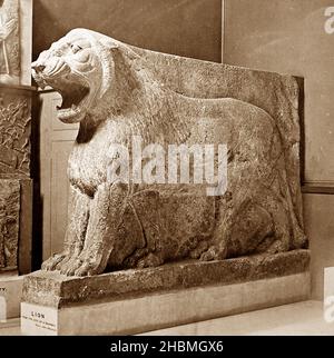 Löwenstatue, Nimroud, British Museum, viktorianische Zeit Stockfoto