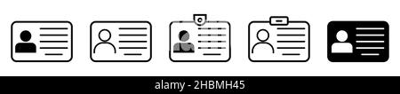 Satz von ID-Karten-Symbolen. Führerscheinsymbole. Vektorgrafiken auf weißem Hintergrund isoliert Stock Vektor