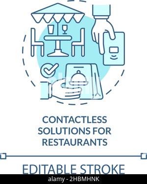 Kontaktlose Lösungen für Restaurant türkis Concept Icon Stock Vektor