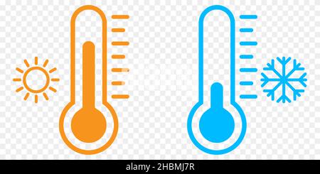 Vektorsymbole für Thermometer. Thermometer mit kalt- und Warmsymbol. Kann für Web- und mobile Apps verwendet werden. Vektorgrafik auf transparentem Hintergrund. EPS 10 Stock Vektor